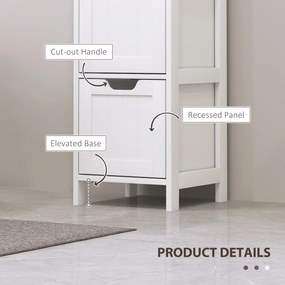 HOMCOM Szafka Łazienkowa, 2 Półki, 3 Szuflady, Materiał Odporny na Wodę, Biała