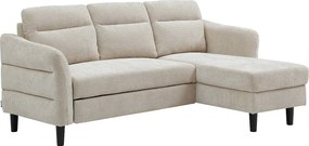 Kanapa narożna rozkładana i uniwersalna w teksturowanej tkaninie w kolorze beżowym VANERSI