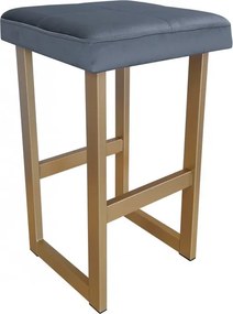 Hoker ALEX krzesło barowe tkanina Welur podstawa metalowa : Kolor Stelaża - Złoty, Kolor tkaniny - VELVET - BL14, Wysokość - 60 cm
