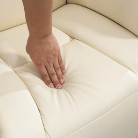 HOMCOM Fotel relaksacyjny, funkcja leżenia, wygląd skóry, podnóżek, do 150 kg, 78 x 80 x 109 cm, Kremowy | Aosom PL