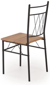 Zestaw stół + 4 krzesła dąb naturalny / czarny FAUST 3