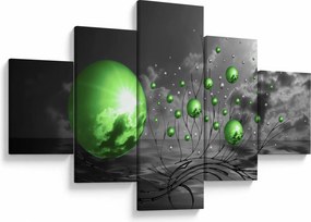 Obraz zielonych abstrakcyjnych kul (125x70 cm)