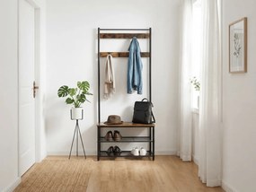 Metalowa ścianka do przedpokoju TAYLOR 72x175 cm, czarna/rustykalny brąz