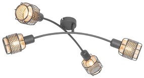 Designerska lampa sufitowa czarna ze złotem 4-światłowa - NoudDesignerski Oswietlenie wewnetrzne