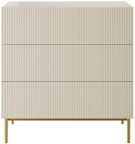 Komoda Nicole 100 cm z trzema szufladami i metalowymi nogami - kaszmir / złote nóżki