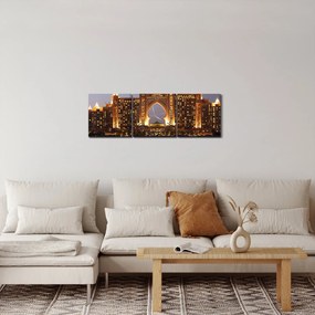 Obraz budowy w Dubaju (z zegarem) (90x30 cm)