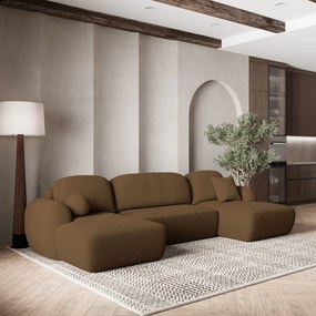 Masseno Narożnik SAVONA z funkcją spania i pojemnikiem na pościel Narozniki U, Rozkładana sofa - Brąz, NOW OR NEVER 56