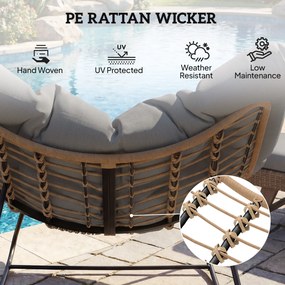 Outsunny Fotel bujany z poduszką, odporny na warunki atmosferyczne, do 120 kg, do salonu, ogrodu, trawnika, szary | Aosom PL