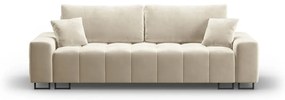 Beżowa aksamitna rozkładana sofa ze schowkiem 250 cm Wicklow – Cosmopolitan Design