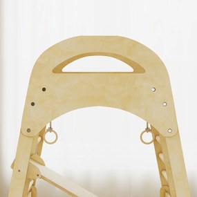 AIYAPLAY Stelaż do wspinaczki do wnętrz, konstrukcja 6-w-1, zjeżdżalnia, drążki do wspinania, ścianka wspinaczkowa, drabina, siatka do wspinaczki, 3-6 lat, drewno