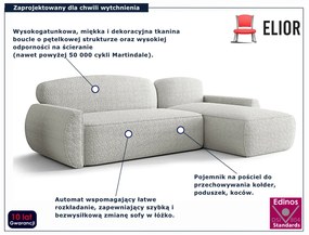 Biały narożnik L rozkładany z funkcją spania F5-A34