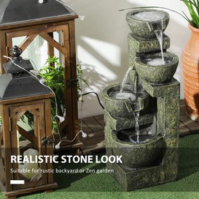 Outsunny Fontanna Ogrodowa Wodna Fontanna, regulacja prędkości, 25 x 24 x 60 cm, Czarny