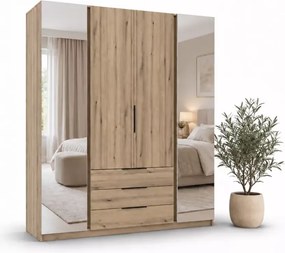 Szafa Maravilla IV – pojemna, czterodrzwiowa szafa z lustrami eleganckimi szufladami