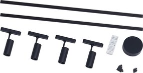 Nowoczesny system oświetlenia szynowego z 4 czarnymi reflektorami jednofazowymi 200 cm - Magnetic Gert