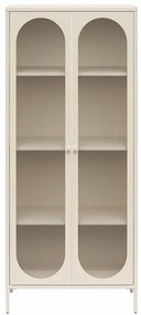 Kremowa metalowa witryna 80x186x40 cm Luna – Støraa