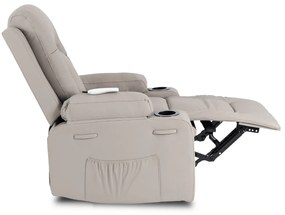 Fotel Masujący BOX Rozkładany Wypoczynkowy z Podnóżkiem Szary Ekoskóra Nowoczesny