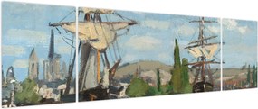 Obraz - Claude Monet, Ships Riding on the Seine at Rouen, reprodukcje (170x50 cm)