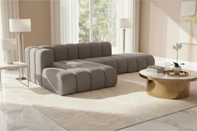 Narożnik w kształcie L z pufą Grand Mini, tkanina Salvador, Szary, Lewy