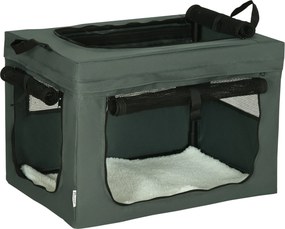 PawHut Skrzynka transportowa dla psa z uchwytami Torba podróżna 60x42x42cm Szara | Aosom PL