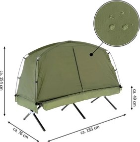Namiot dla jednej osoby z leżakiem - 185 x 76 x 154 cm, ziel