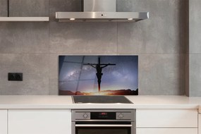 Szklany Panel Ukrzyżowany Jezus na tle Nieba