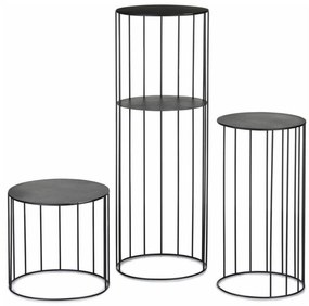 ZESTAW 3x Stojak na kwiaty LOFT czarny
