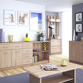 Komoda Dwudrzwiowa z Szufladą Drewniana do Salonu ELEGO 60 cm Dąb sonoma Nowoczesna
