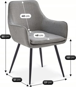Krzesło Tapicerowane do Jadalni EDRICK Szare Nowoczesne Loft