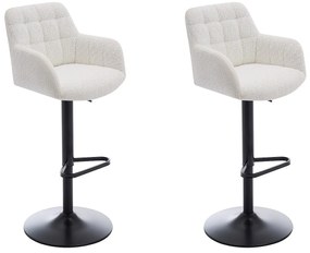 Zestaw 2 stołków barowych z bukli i czarnego metalu - Regulowana wysokość - Biały - PEGA Pascala Morabito