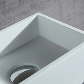 Umywalka ścienna BA2105Odlew mineralny - Biały mat - 35,5 x 20 x 16 cm - Wersja lewa i prawa