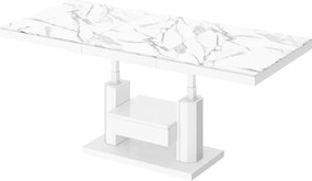 Nowoczesny ławostół z półką i szufladą Quadro Max marmur/biały