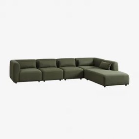 Sofa Modułowy 5-częściowy Z Prawym Szezlongiem Fogler Tkanina Baranek Boucle Żółty Curri - Sklum