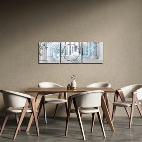 Abstrakcyjny obraz w stylu antycznym (z zegarem) (90x30 cm)