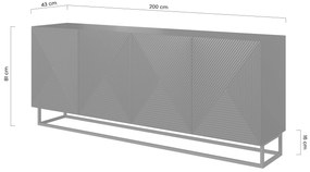 Komoda Asha 200 cm - czarny mat