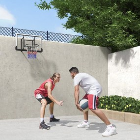 SPORTNOW Kosz do koszykówki na montaż ścienny, kosz na sprężynie, tablica odporna na pęknięcia, Czarno/Czerwony