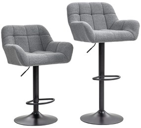 HOMCOM Hokery Barowe 2 w Zestawie w Stylu Retro Regulowane Flock Szary + Czarny