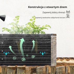 Outsunny podwyższona grządka ze stali, 183 cm x 47 cm x 40 cm