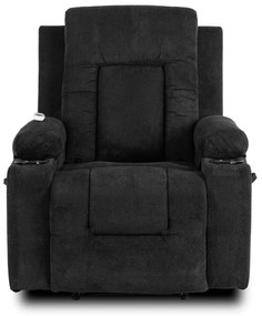 Fotel Masujący BOX 2 Rozkładany z Podnóżkiem Czarny Nowoczesny