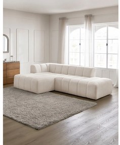 Biały narożnik z materiału bouclé (lewostronny/z szezlongiem) Annecy – Bobochic Paris