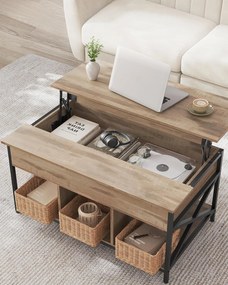 Vasagle Regulowany stół konferencyjny LUBOR, 60x100x(48-62)cm, camel brąz/czarna