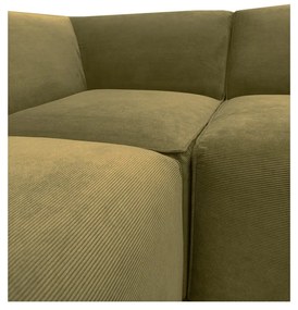 Zielona sztruksowa sofa modułowa w kształcie litery "U" Scandic Sting, prawostronna