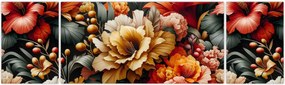 Obraz - Pomarańczowo-czerwone kwiaty (170x50 cm)