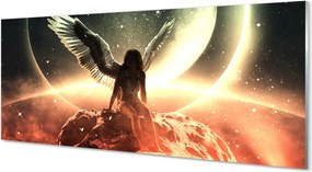 Szkło do Kuchni na Ścianę Skrzydlata Kobieta na tle Księżyca