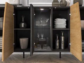 Komoda HESTIA 5D 170cm dąb/czarna ML MEBLE