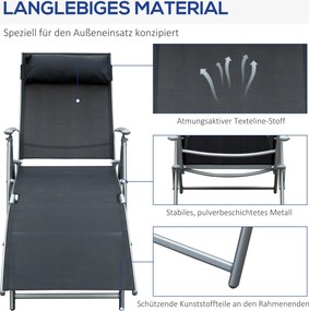 Outsunny Leżak, leżak ogrodowy, składany, regulowany, leżak, meble ogrodowe