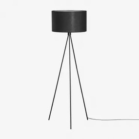 Lampa Podłogowa Ilena Z Tkaniny I Żelaza Czarna - Sklum