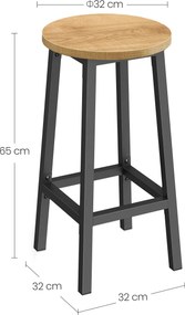 Taboret barowy, hoker - dąb / nogi czarne