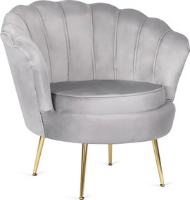 Fotel Wypoczynkowy do Salonu ANGEL Muszelka Szary Welurowy Nowoczesny