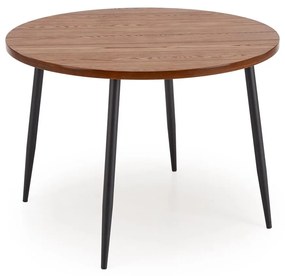 Stół okrągły z MDF-u kolor orzech, czarne nogi średnica 105/75 cm BARRY