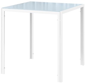 HOMCOM Kwadratowy Stół dla 4 Osób, Blat z Hartowanego Szkła, do Kuchni i Jadalni, 75 x 75 x 75 cm, Biały